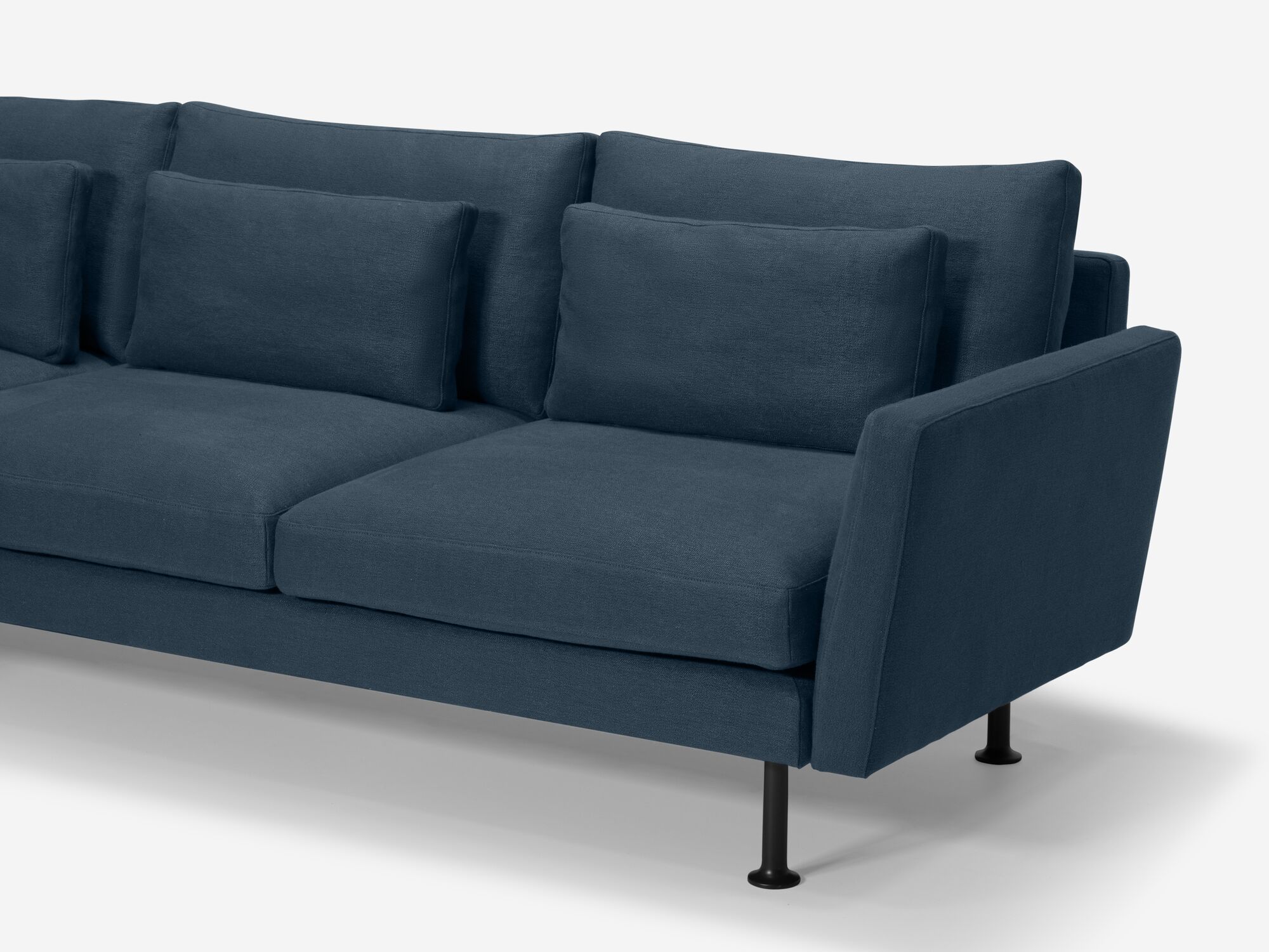 Blue modern sectional arm detail view